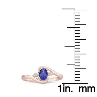 1/2ct Tanzanite and Diamond Ring In 14K Rose Gold
