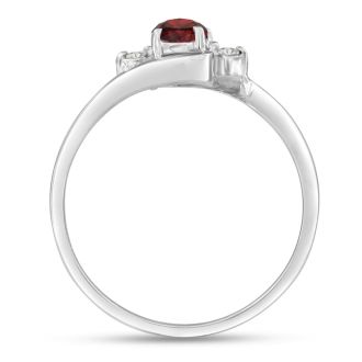 Garnet Ring: Garnet Jewelry: 1/2ct Garnet and Diamond Ring In 14K White Gold
