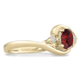 Garnet Ring: Garnet Jewelry: 1/2ct Garnet and Diamond Ring In 14K Yellow Gold

