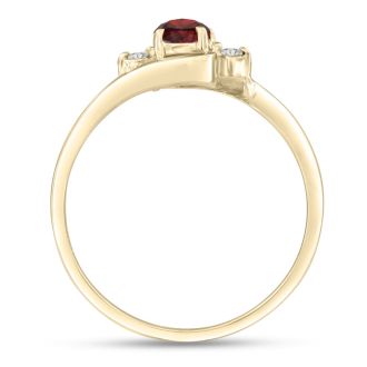 Garnet Ring: Garnet Jewelry: 1/2ct Garnet and Diamond Ring In 14K Yellow Gold
