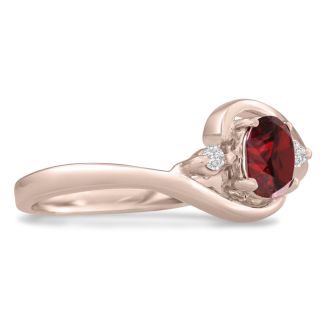 Garnet Ring: Garnet Jewelry: 1/2ct Garnet and Diamond Ring In 14K Rose Gold
