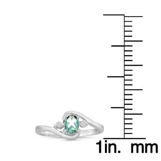 1/2ct Green Amethyst and Diamond Ring In 14K White Gold
