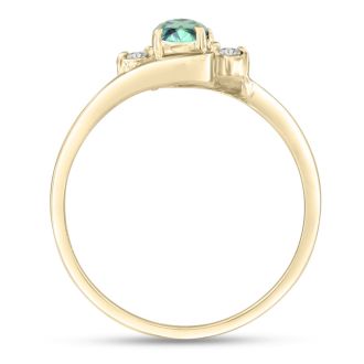 1/2ct Green Amethyst and Diamond Ring In 14K Yellow Gold

