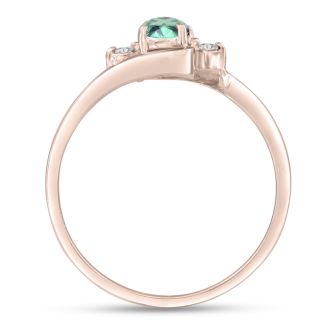 1/2ct Green Amethyst and Diamond Ring In 14K Rose Gold
