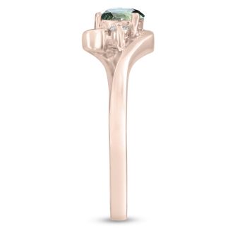 1/2ct Green Amethyst and Diamond Ring In 14K Rose Gold
