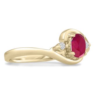 1/2ct Ruby and Diamond Ring In 14K Yellow Gold
