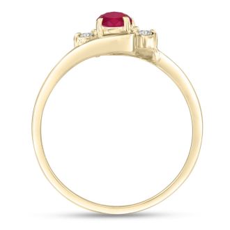 1/2ct Ruby and Diamond Ring In 14K Yellow Gold
