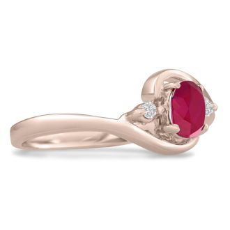 1/2ct Ruby and Diamond Ring In 14K Rose Gold

