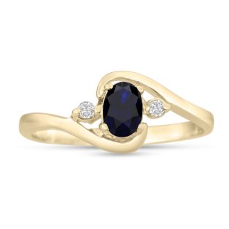 1/2ct Sapphire and Diamond Ring In 14K Yellow Gold
