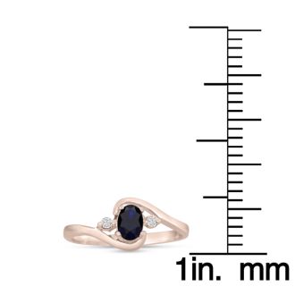 1/2ct Sapphire and Diamond Ring In 14K Rose Gold
