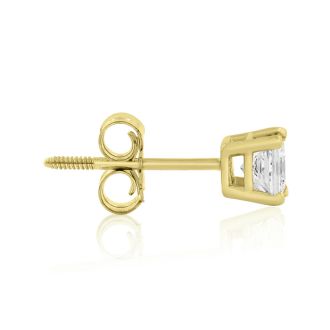 1/2ct Princess Diamond Stud Earrings In 14k Yellow Gold, J/K, I1/I2