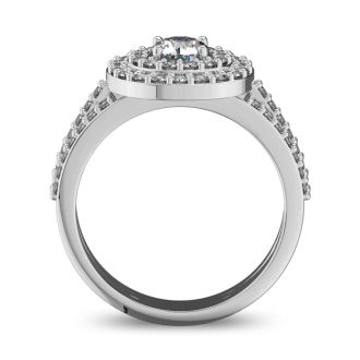 1 1/2 Carat Double Halo Diamond Engagement Ring in 14k White Gold