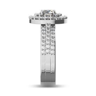 1 1/2 Carat Double Halo Diamond Engagement Ring in 14k White Gold
