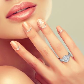 1 1/2 Carat Double Halo Diamond Engagement Ring in 14k White Gold