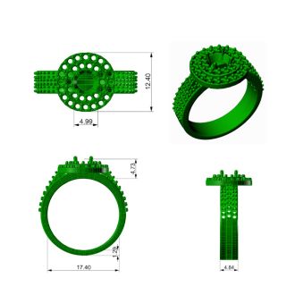 1 1/2 Carat Double Halo Diamond Engagement Ring in 14k White Gold