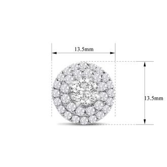 14K White Gold 3 Carat Diamond Halo Stud Earrings