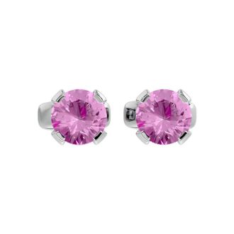 1/2 Carat Pink Topaz Stud Earrings In White Gold