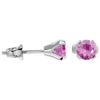 1/2 Carat Pink Topaz Stud Earrings In White Gold