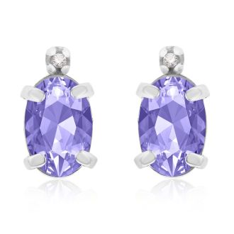 1 1/4ct Oval Tanzanite and Diamond Earrings in 14k White Gold
