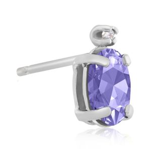 1 1/4ct Oval Tanzanite and Diamond Earrings in 14k White Gold

