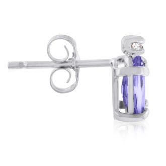 1 1/4ct Oval Tanzanite and Diamond Earrings in 14k White Gold
