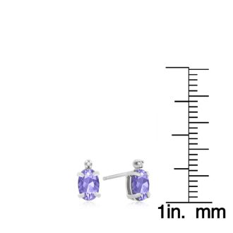 1 1/4ct Oval Tanzanite and Diamond Earrings in 14k White Gold

