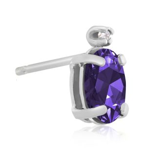 1 1/4ct Oval Amethyst and Diamond Earrings in 14k White Gold
