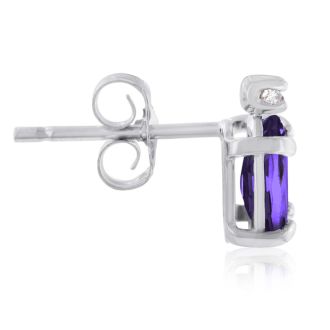 1 1/4ct Oval Amethyst and Diamond Earrings in 14k White Gold
