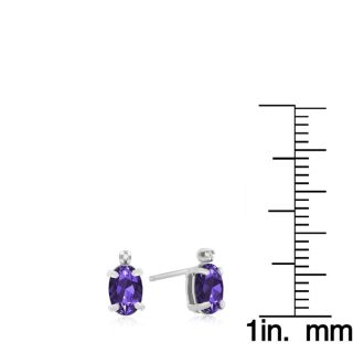 1 1/4ct Oval Amethyst and Diamond Earrings in 14k White Gold
