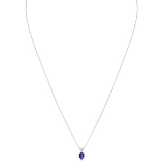 .40ct Oval Shaped Amethyst Pendant in 14k White Gold, 18 Inches
