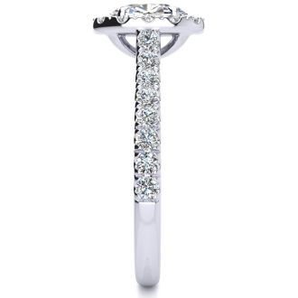 1 Carat Oval Shape Halo Diamond Engagement Ring in 14 Karat White Gold