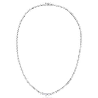 Graduated 5 Carat Diamond Tennis Necklace In 14 Karat White Gold, 17 Inches