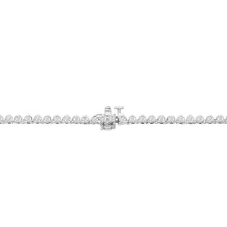 Graduated 10 Carat Diamond Tennis Necklace In 14 Karat White Gold, 17 Inches
