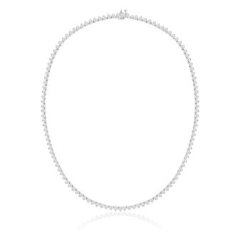 10 Carat Diamond Tennis Necklace In 14 Karat White Gold, 17 Inches