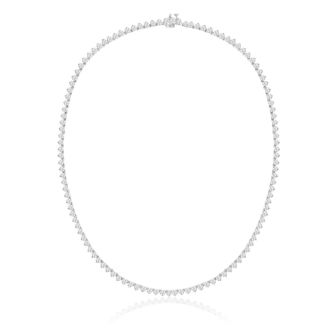 10 Carat Diamond Tennis Necklace In 14 Karat White Gold, 17 Inches