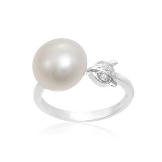 12MM Freshwater Cultured Single Pearl and Embellished Fox Ring