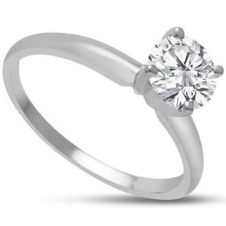 1 Carat Diamond Round Engagement Rings In 14K White Gold