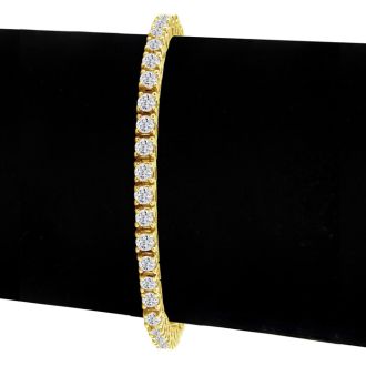 5 1/2 Carat Diamond Tennis Bracelet In 14 Karat Yellow Gold, 7 1/2 Inches