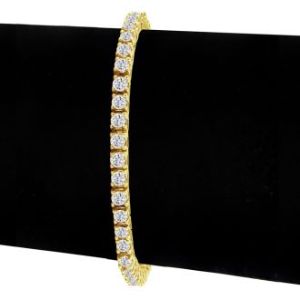6 1/2 Carat Diamond Tennis Bracelet In 14 Karat Yellow Gold, 9 Inches