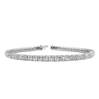 4 1/4 Carat Diamond Tennis Bracelet In 14 Karat White Gold, 7 1/2 Inches