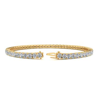 3 1/2 Carat Diamond Tennis Bracelet In 14 Karat Yellow Gold, 6 1/2 Inches