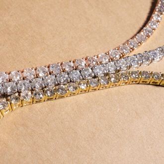 3 1/2 Carat Diamond Tennis Bracelet In 14 Karat Yellow Gold, 6 1/2 Inches