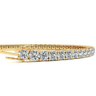 4 1/4 Carat Diamond Tennis Bracelet In 14 Karat Yellow Gold, 7 1/2 Inches
