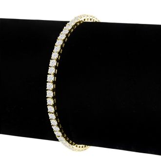 4 1/4 Carat Diamond Tennis Bracelet In 14 Karat Yellow Gold, 7 1/2 Inches