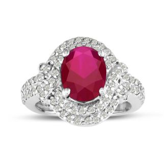 MasterCrafted Impressive 3 Carat Ruby and Diamond Ring in 14 Karat White Gold