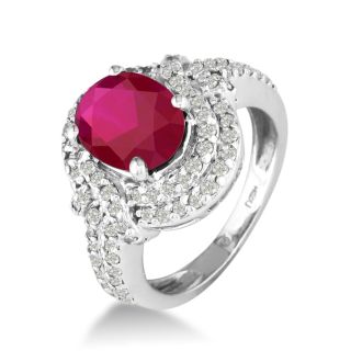 MasterCrafted Impressive 3 Carat Ruby and Diamond Ring in 14 Karat White Gold