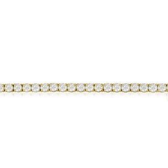 6 Carat Round Diamond Tennis Bracelet In 14 Karat Yellow Gold, 6 Inches