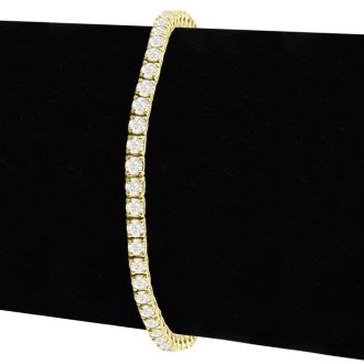 7 Carat Round Diamond Tennis Bracelet In 14 Karat Yellow Gold, 7 Inches