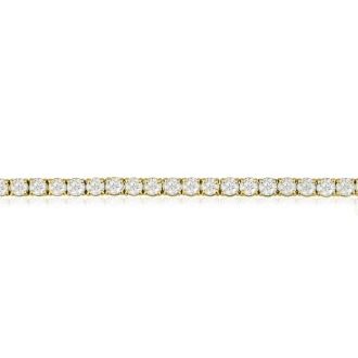 9 Carat Diamond Tennis Bracelet In 14 Karat Yellow Gold, 9 Inches