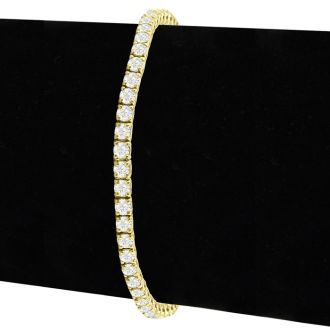 9 Carat Diamond Tennis Bracelet In 14 Karat Yellow Gold, 9 Inches